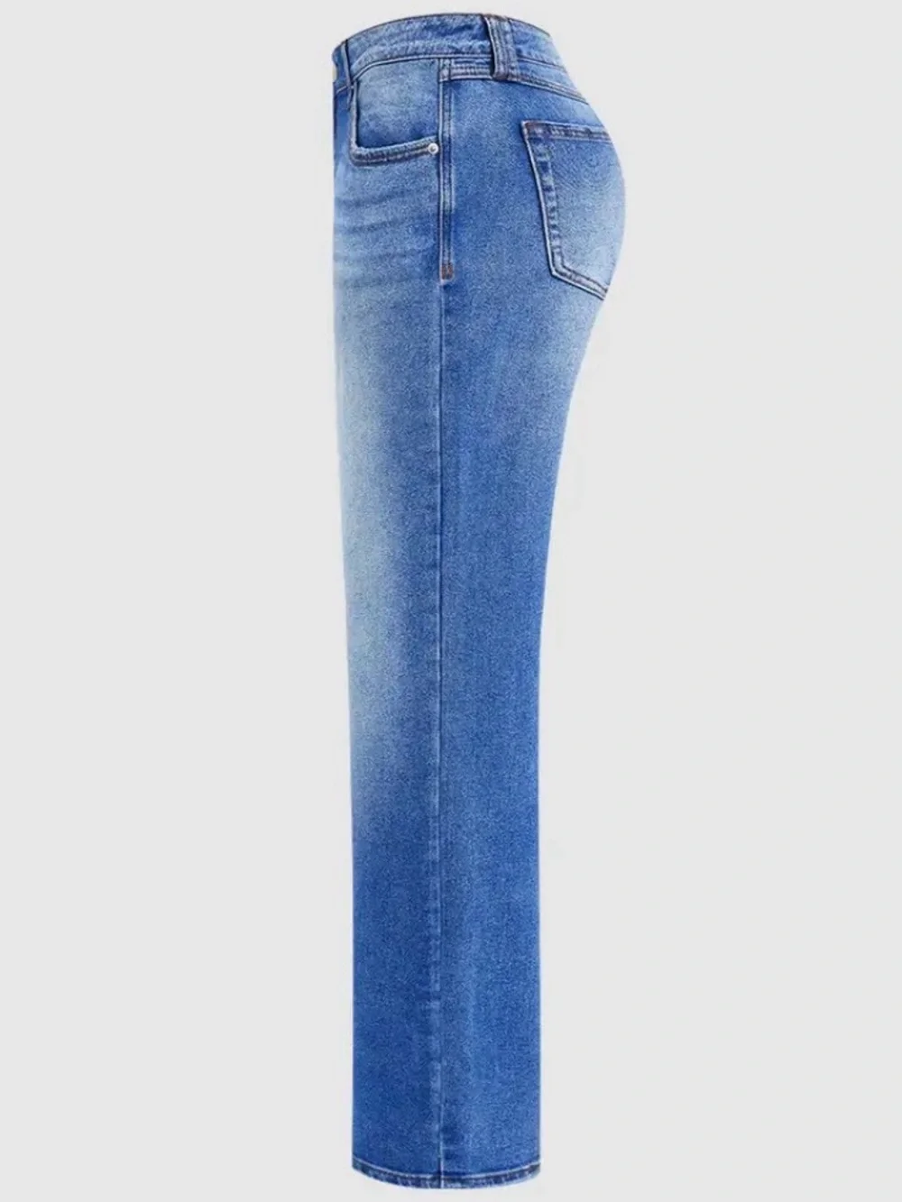 Flamingals Wash Mid Waist Straight Leg Jeans